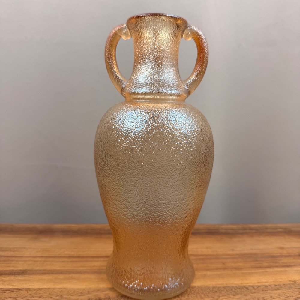 Turner Brothers Orange Peel Carnival Glass Marigold Iridescent Amphora Vase